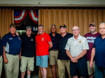 (from L to R)  Bob Cummings, Philadelphia County Commander Ed Manko, Director Shawn Swords, Pennsylvania Dept Service Officer Joe Gunkle, Producer John Ricuitti, Joe Beletski, Tom Reilly, Sean McCloskey and Jack Tomkins